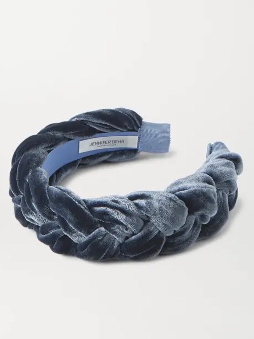 Jennifer Behr Braided Velvet Padded Headband in Dusty Blue